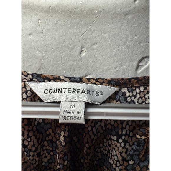Counterparts brown abstract cinched babydoll long sleeve blouse womens medium - Picture 5 of 8